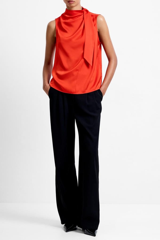 French Connection Eliza Satin Top Flame Orange Maat: 18 | Blouses Outlet | Dames | Oranje