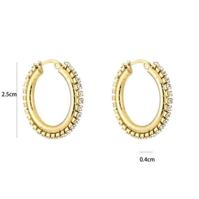 Bijoutheek Oorring Met Witte Stenen Zilver