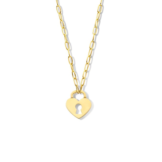 zilver verguld (geel) collier hart slot 42 cm 2102625