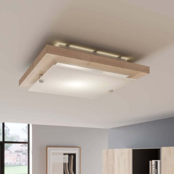 Envostar Kerio plafondlamp, 30x30 cm, grenen naturel