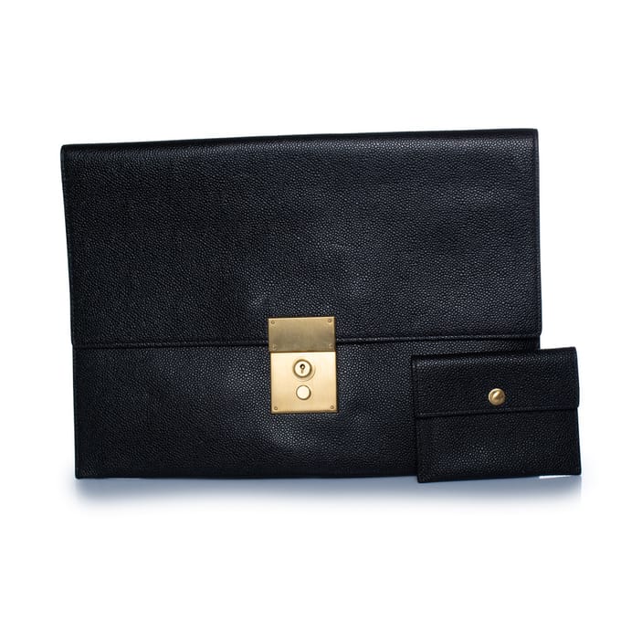 Thom Browne, clutch van structuurleer met portemonnee
