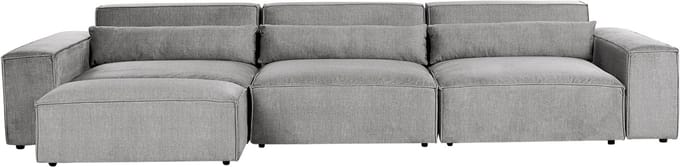 HELLNAR - Driezitsbank met ottomaan - Grijs - Polyester