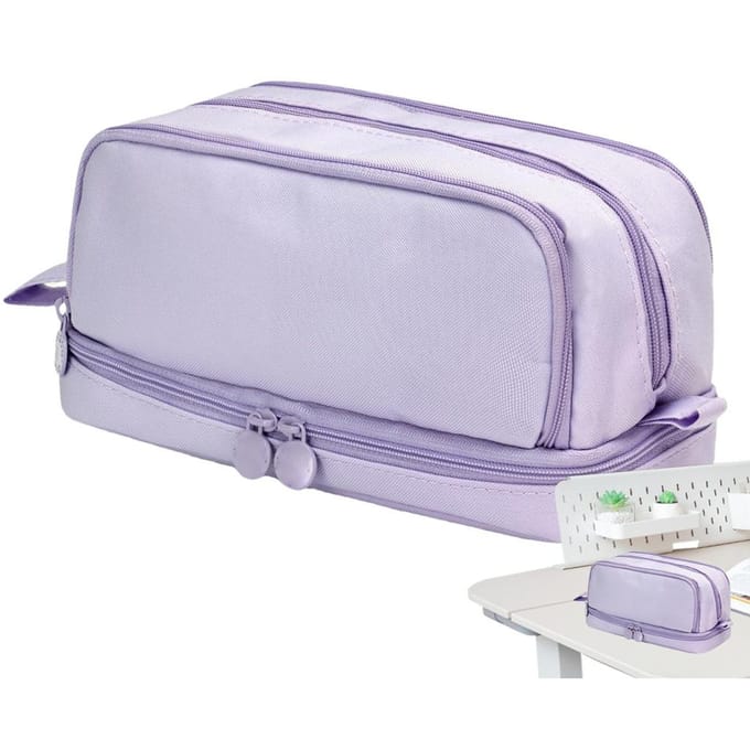 Draagbare Etui Draagbare Etui met Grote Capaciteit met Vakken Esthetische Pennenzak Opbergtas voor Schrijfwaren Voor white