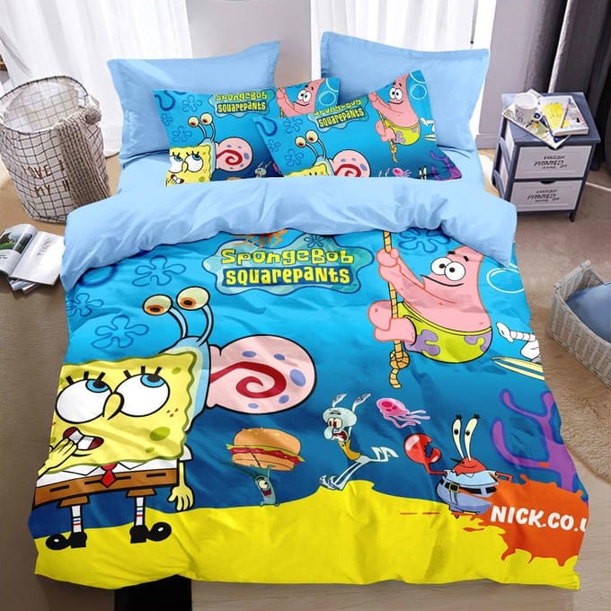 3D Spongebob Squarepants Polyester Dekbedovertrekset voor Kinderen, King Size Beddengoed, Dekbedsets, 100% Polyester 210x210cm