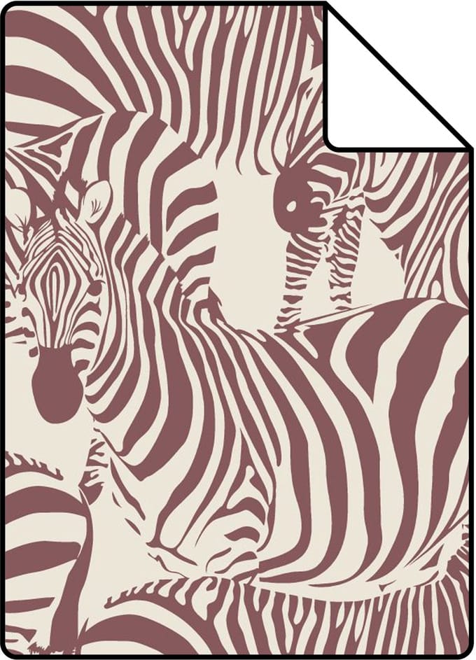 Proefstaal ESTAhome behang zebra's bordeaux rood - 26.5 x 21 cm - 132214-S
