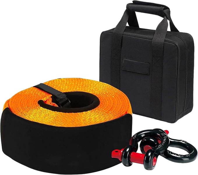 Sleepkabel - Zware Riem - Voertuig Berging - Met 2 Haken - 16T 6M - Zwart