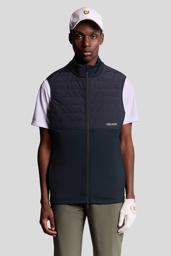 Lyle & Scott Golf Windjammer Full Zip Vest Dark Navy Größe: S | Bodywarmer Outlet | Herren | Blau