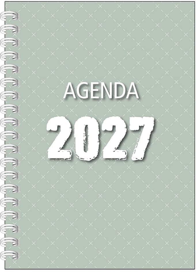 MGPcards - Agenda A5 2027 - Ringband - Spiraal - Flexibele kaft - Weekoverzicht - Groen - 15 x 21 cm