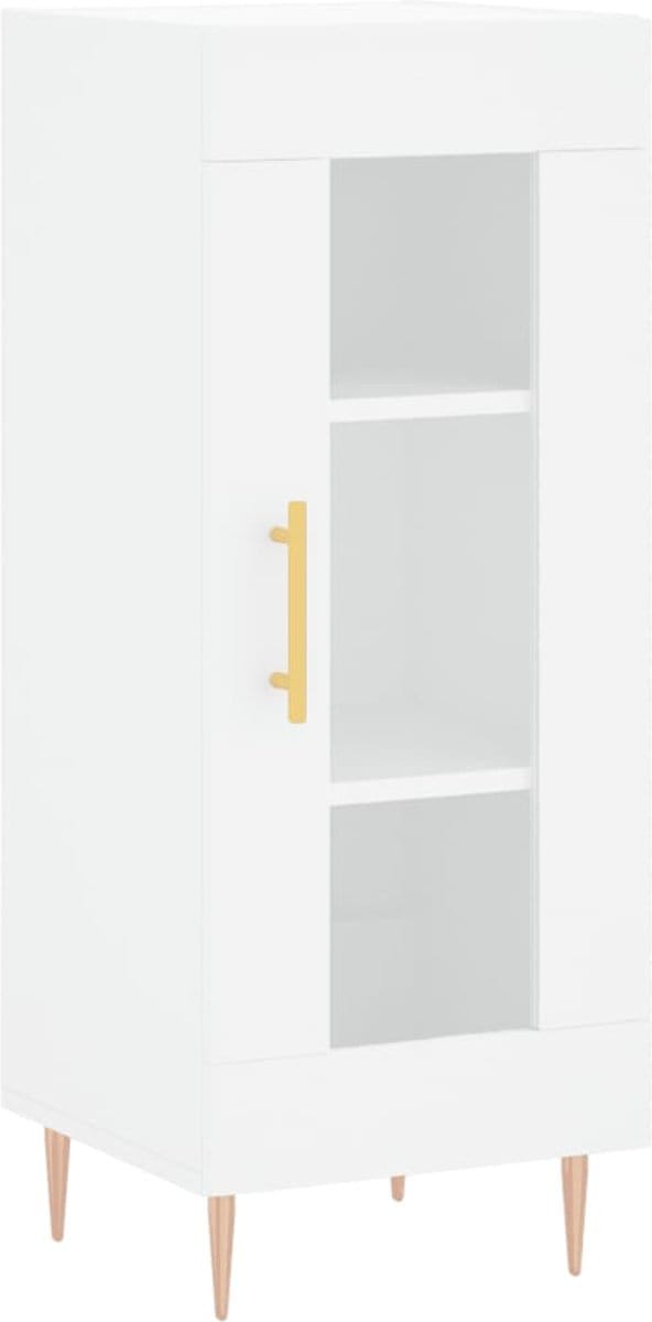 vidaXL - Dressoir - 34,5x34x90 - cm - bewerkt - hout - wit
