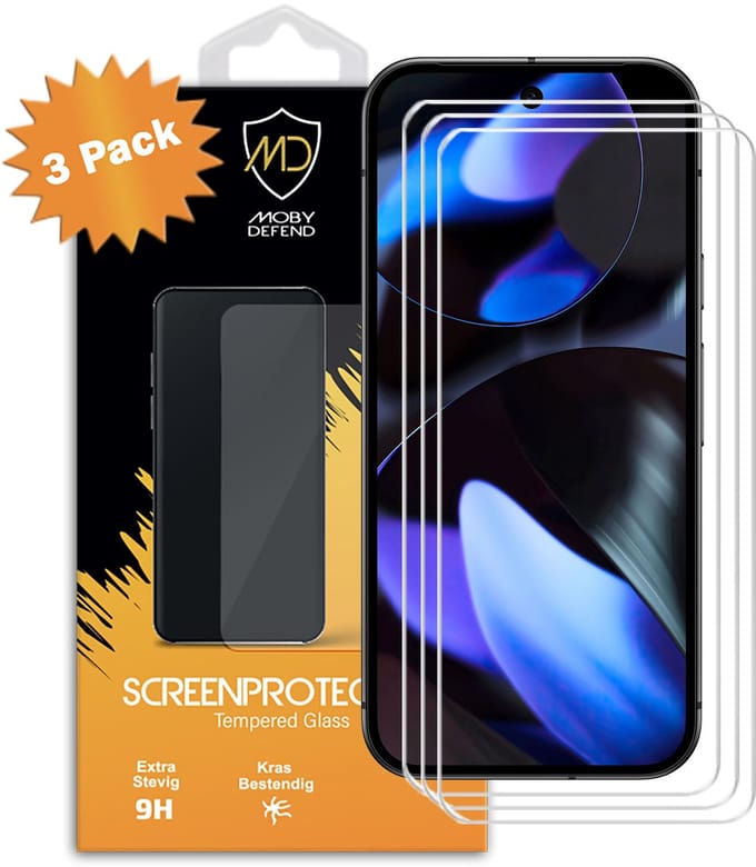 3-Pack MobyDefend Screenprotectors - Geschikt voor Google Pixel 9 - Case-Friendly Screensavers - Gehard Glas