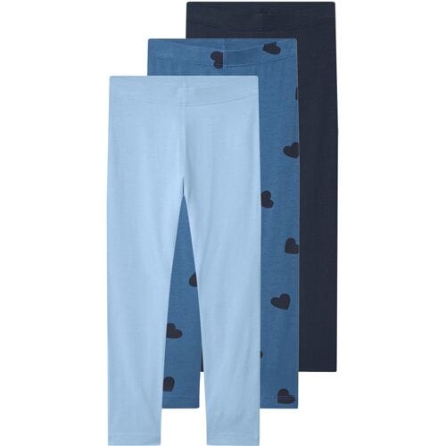 LUPILU Set van 3 kinder leggings (Blauw, 98/104)