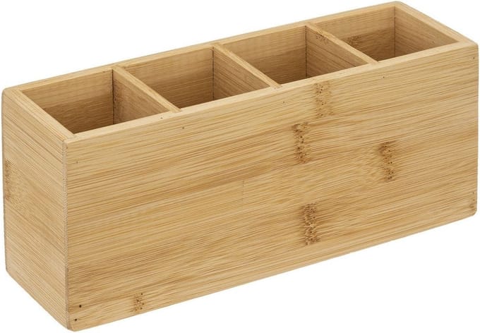 5Five Make-up organizer - 4 vakken - 22,5 x 7 cm - bamboe - Nagellak houder - Make-up houder - Organizers