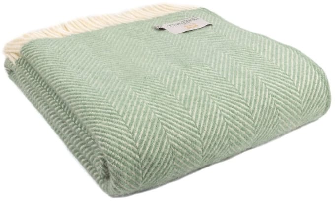 Plaid Visgraat Zee Groen - 150x183 - Nieuw Wol - Tweedmill UK