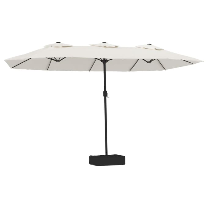vidaXL - Parasol - dubbel - dak - met - LED - 449x265 - cm - zandwit