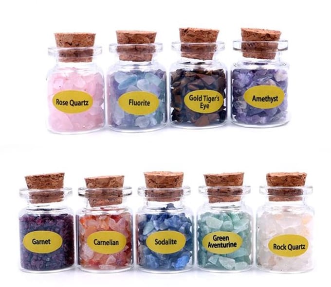 Dailygoody - Mini Kristallen Wensflessen - Healing Crystal Set - 9