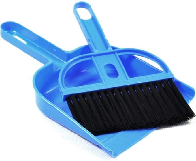 Doodadeals® Mini stoffer en blik – Compact – Handig schoonmaaksetje – 19 cm – Plastic – Multikleur