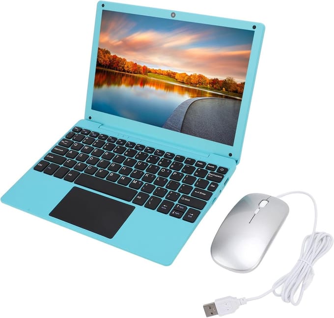 Kleine Laptop - Mini Notebook Compacte Computer - Studie en Entertainment - Android 12.0 Besturingssysteem - 10.1 Inch Scherm - Zwart