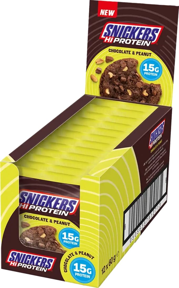 Snickers High Protein Cookie (12x60g) Chocolate & Peanut - Functionele voeding - Eiwit Snacks