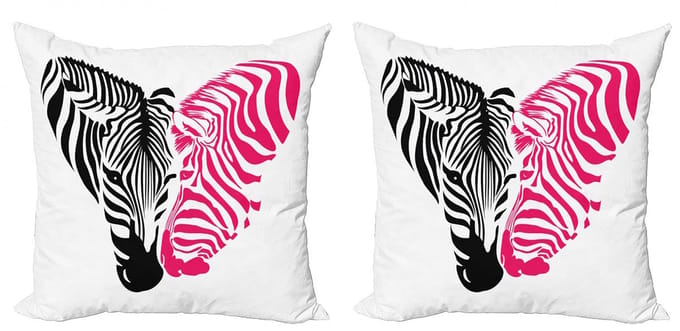 ABAKUHAUS Roze Zebra Kussenhoezen – 2x50x50 cm – Mikrofaser