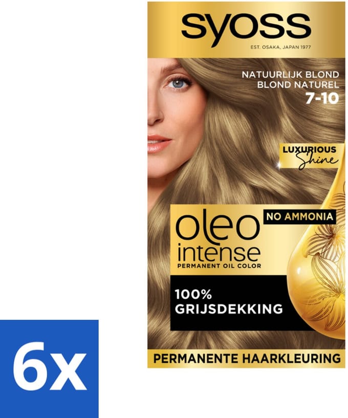 Syoss Oleo Intense - Haarverf - 7-10 - Natuurlijk Blond - 115ml x 6