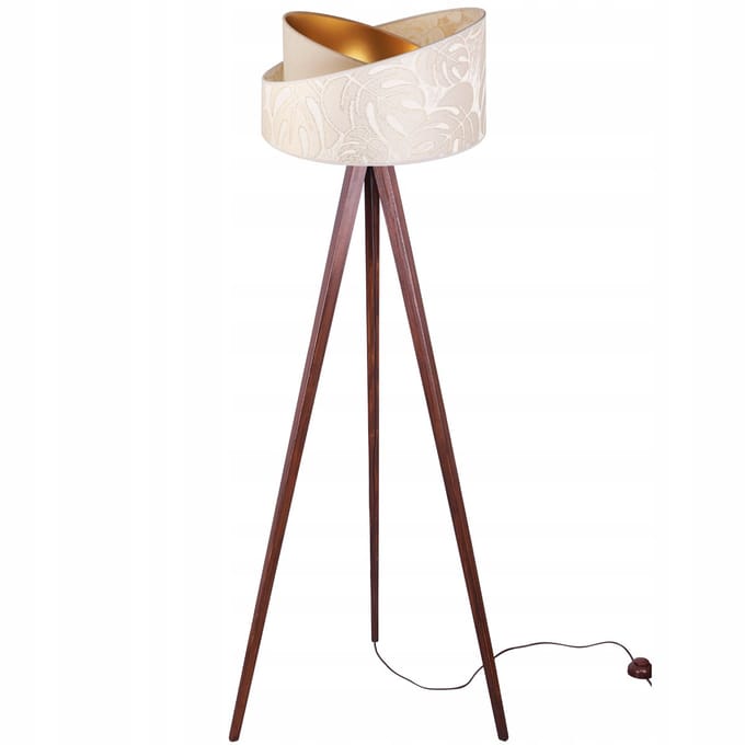 Light-Home WERONA - Vloerlamp - Tripod - Hout - Stoffen Lampenkap - Palissander