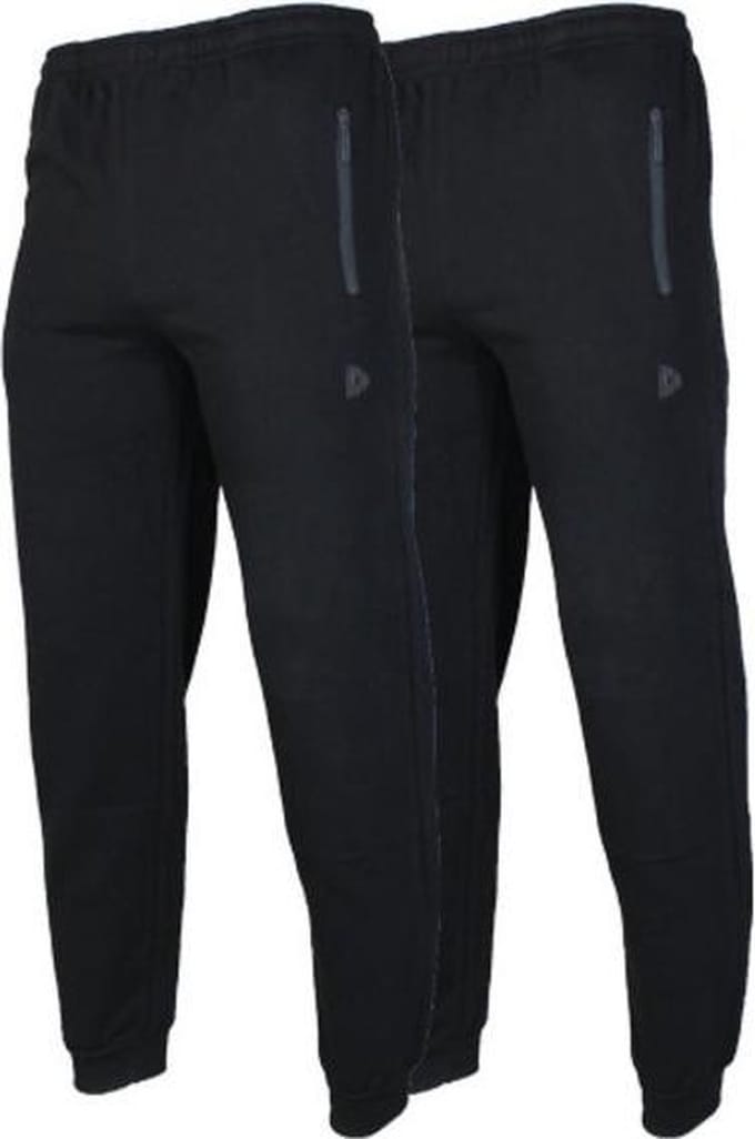 2-Pack Donnay - Joggingbroek met elastiek (Jack) - Sportbroek - Heren - Black (020) - maat M