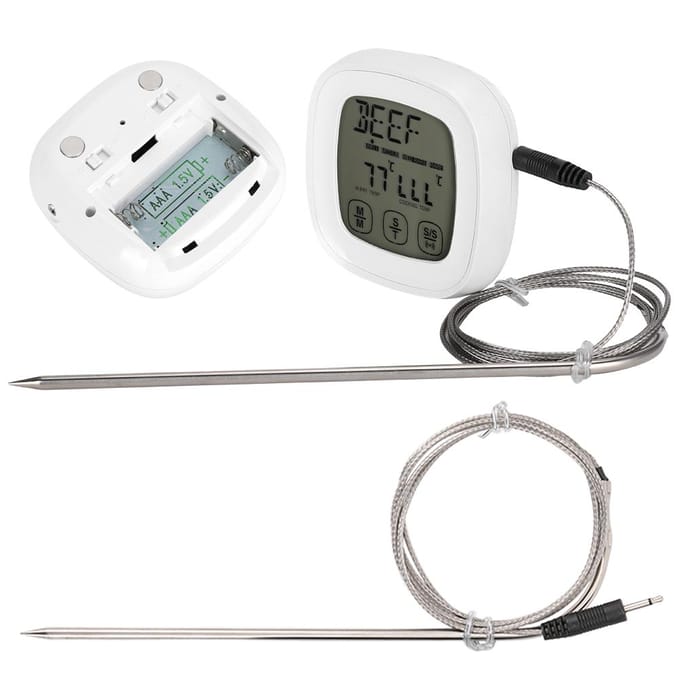 Digitale Barbecue Thermometer met Touchscreen en Timerfunctie Keuken Kookaccessoire black