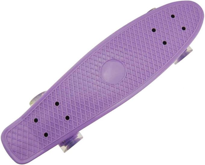 Kinderskateboard - Mini cruiser board - Buiten spelen - Verlichte wielen - 56 cm - Licht violet