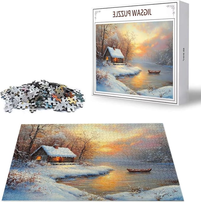 Houten Puzzel - 5000 Stukjes - Ontspanning Thuis - Gelabelde Achterkant - 156 x 105 cm - Winterscène
