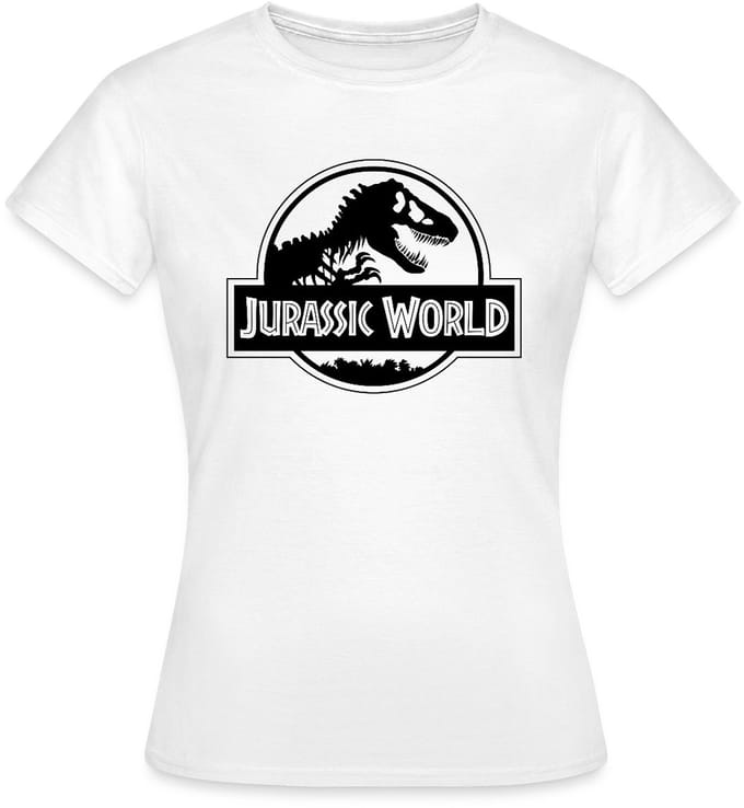 Jurassic World Klassiek Logo In Zwart T-Shirt Dames