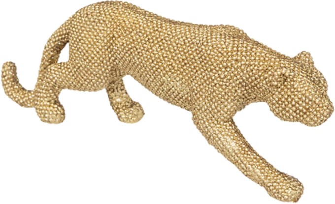 Atmosphera Beeldje Panter glitter studs - 10 cm- polyresin - goud - luxe woondecoratie - luipaard