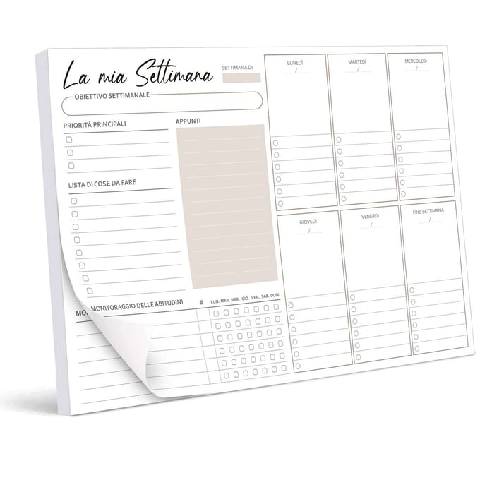 Dailygoods - BIROYAL Weekplanner A4 (50 vellen), afscheurbaar, afsprakenkalender