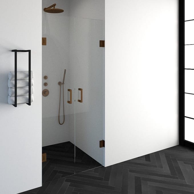 Brauer Void - Pendeldeuren - Helder Glas - 90 x 200 cm - incl. Glascoating - PVD Koper Geborsteld
