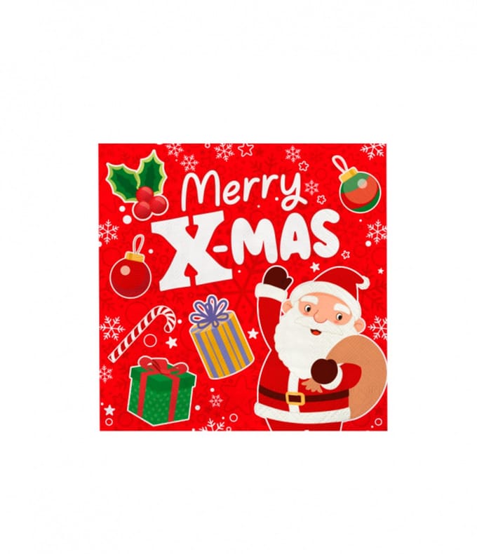 Servetten holiday kerst rood (33cm, 16st)