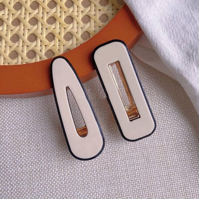 Emilie collection - haarspeld - beige - zwart - 2 stuks