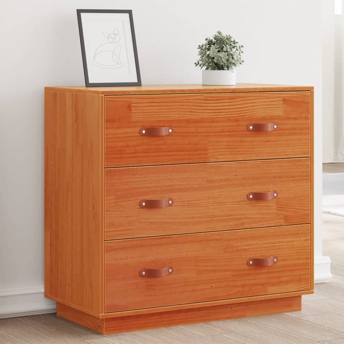 vidaXL - Dressoir - 80x40x75 - cm - massief - grenenhout - wasbruin