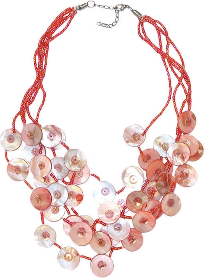 Korte Kralen Ketting met Schelpjes Roze