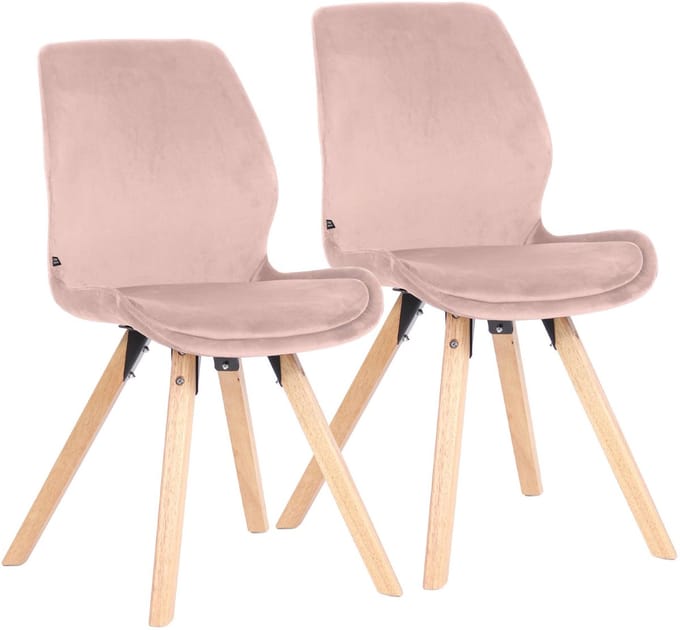 CLP Luna Set van 2 Eetkamerstoel - Modern - Rugleuning - 136 kg - Fluweel/roze
