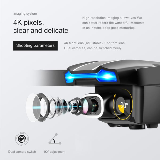YLR/C S65 RC Drone met Camera 4K Dual Camera RC Quadcopter met Functie Trajectory Flight Gebaar orange-4K camera-2 battery