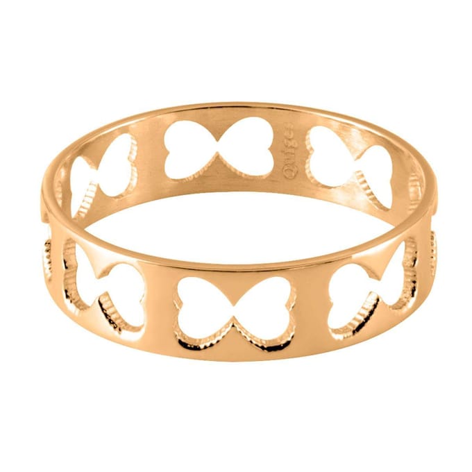 Quiges Stapelring Dames - Vulring Harten - RVS Roségoudkleurig - Maat 20 - Hoogte 6mm
