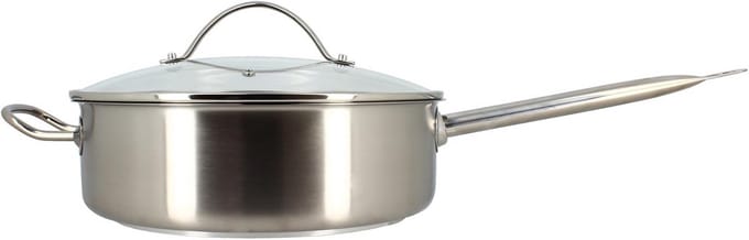 Professionele Stoofpan 28cm RVS met Glazen Deksel - Geschikt voor Alle Warmtebronnen
