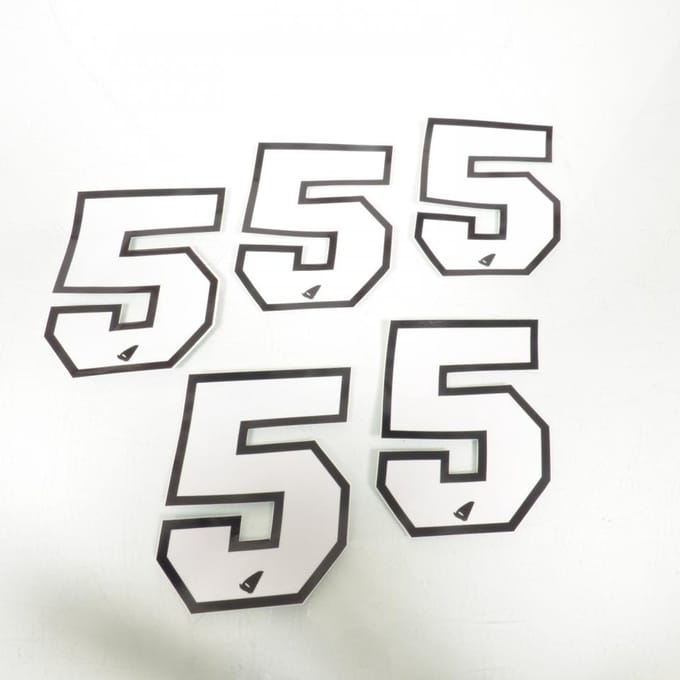 Sticker UFO voor motor Nummer 5 wit 130x100mm Nieuw