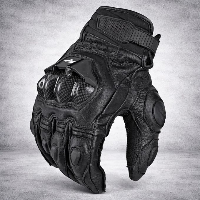 Motor Handschoenen Bescherming - Carbon Knokkel - Grip - Zwart - L