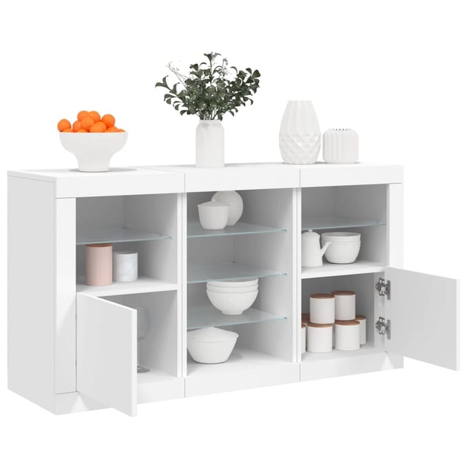 vidaXL - Dressoir - met - LED-verlichting - 123x37x67 - cm - wit