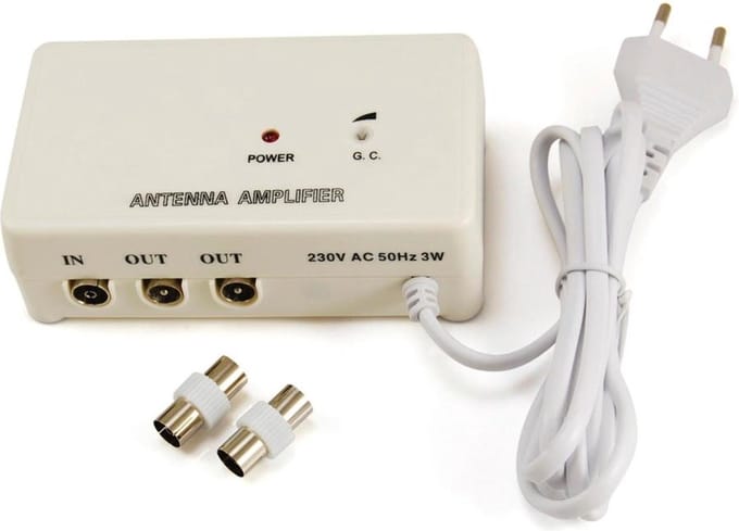 Profile Antenneversterker - Signaalversterker - 1 Ingang - 2 Uitgangen - 2x20dB - Wit