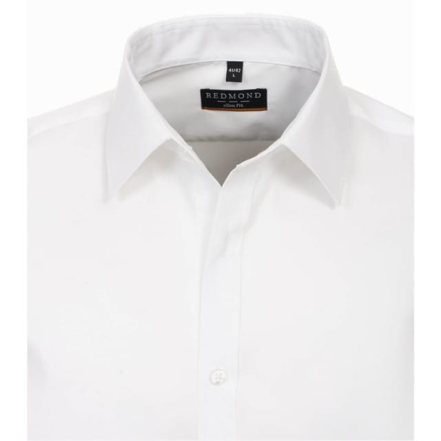 Redmond slim fit overhemd - popeline - wit - Strijkvriendelijk - Boordmaat: 37 - 38