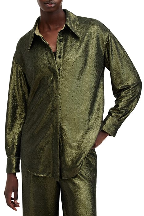 AllSaints Charli Seq Shirt Olive Green Größe: 2 | Blusen Outlet | Damen | Grün