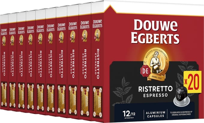 Douwe Egberts Espresso Ristretto - Intensiteit 12/12 - 10 x 20 capsules