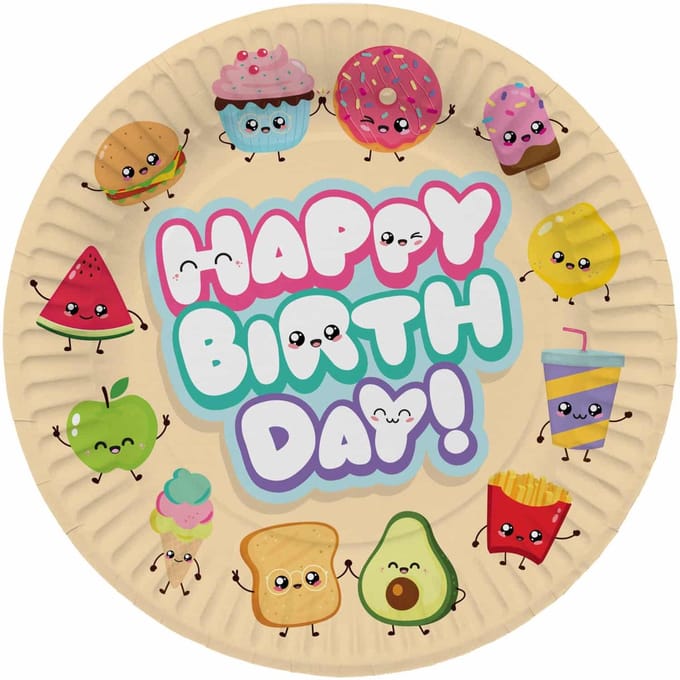 Riethmüller - Borden (papier) - kawaii party - 23 cm - 8 stuks