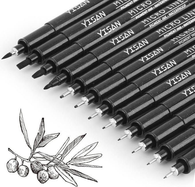12 Micro Fineliner Inktpennen voor Kunst en Kalligrafie